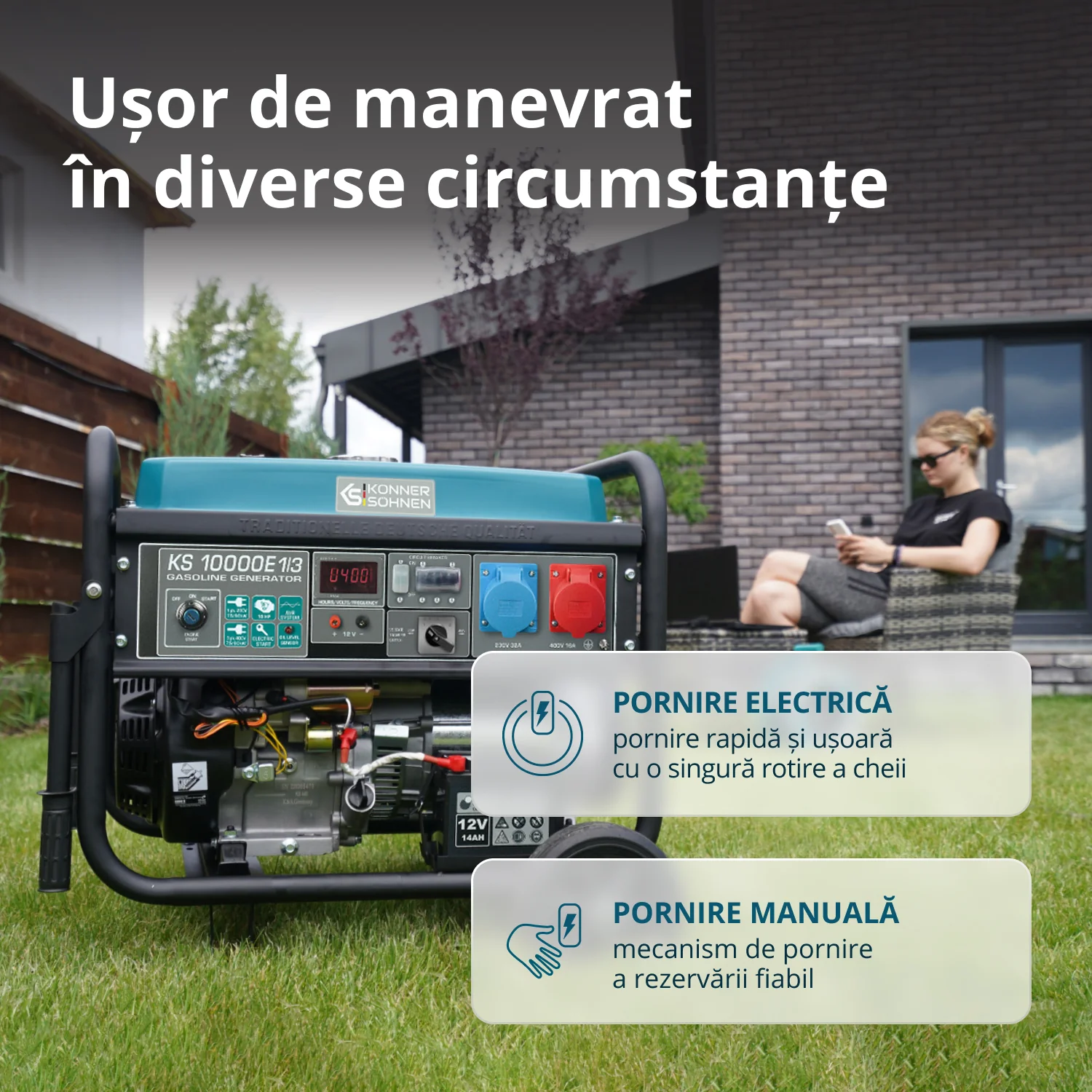Generator pe benzina Konner & Sohnen KS 10000E 1/3, dual 8 kW, monofazat/trifazat, pornire electrica [5]