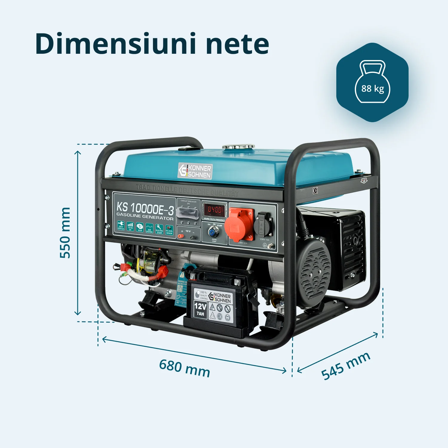 Generator pe benzina Konner & Sohnen KS 10000E-3, 8 kW, trifazat, pornire electrica [9]