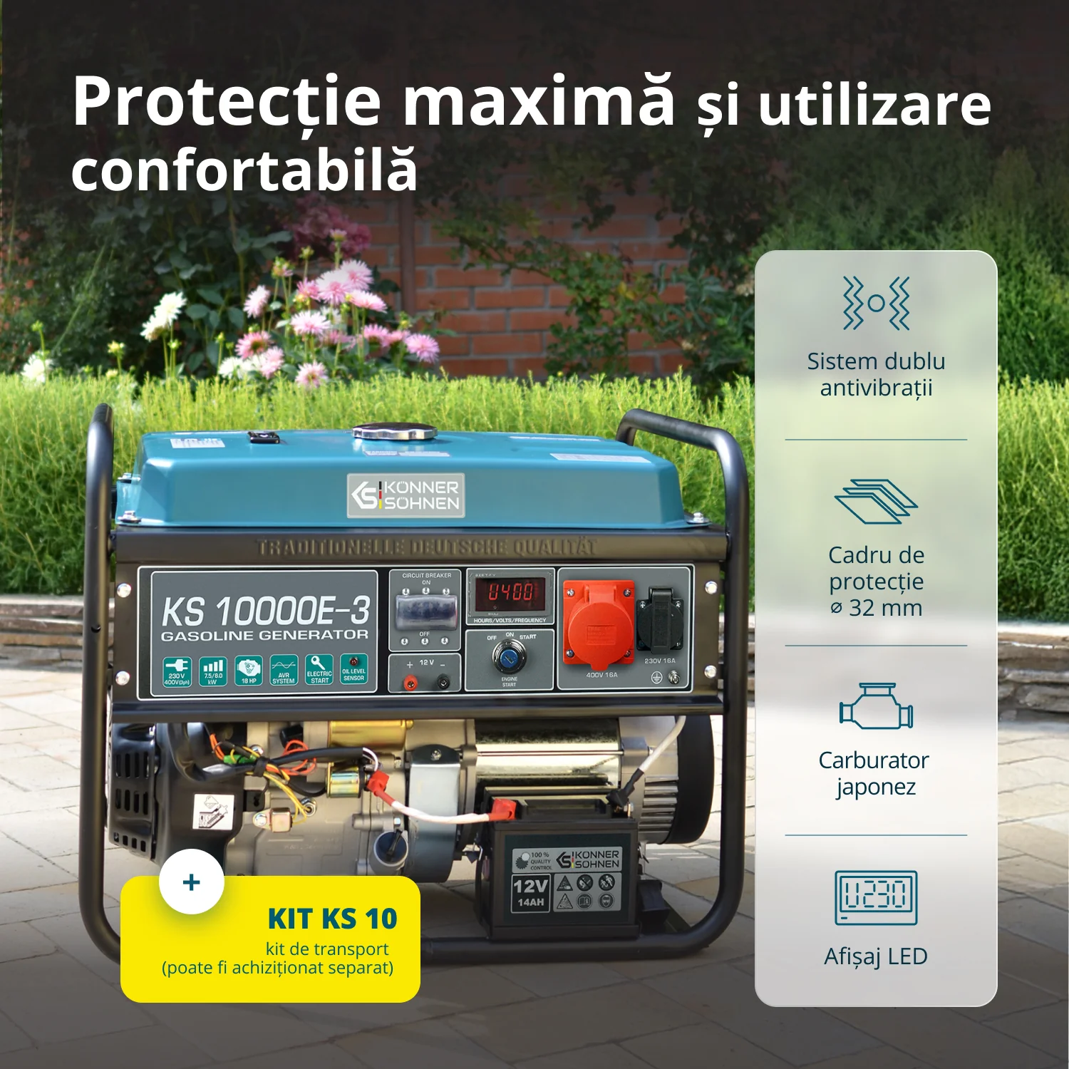 Generator pe benzina Konner & Sohnen KS 10000E-3, 8 kW, trifazat, pornire electrica [8]