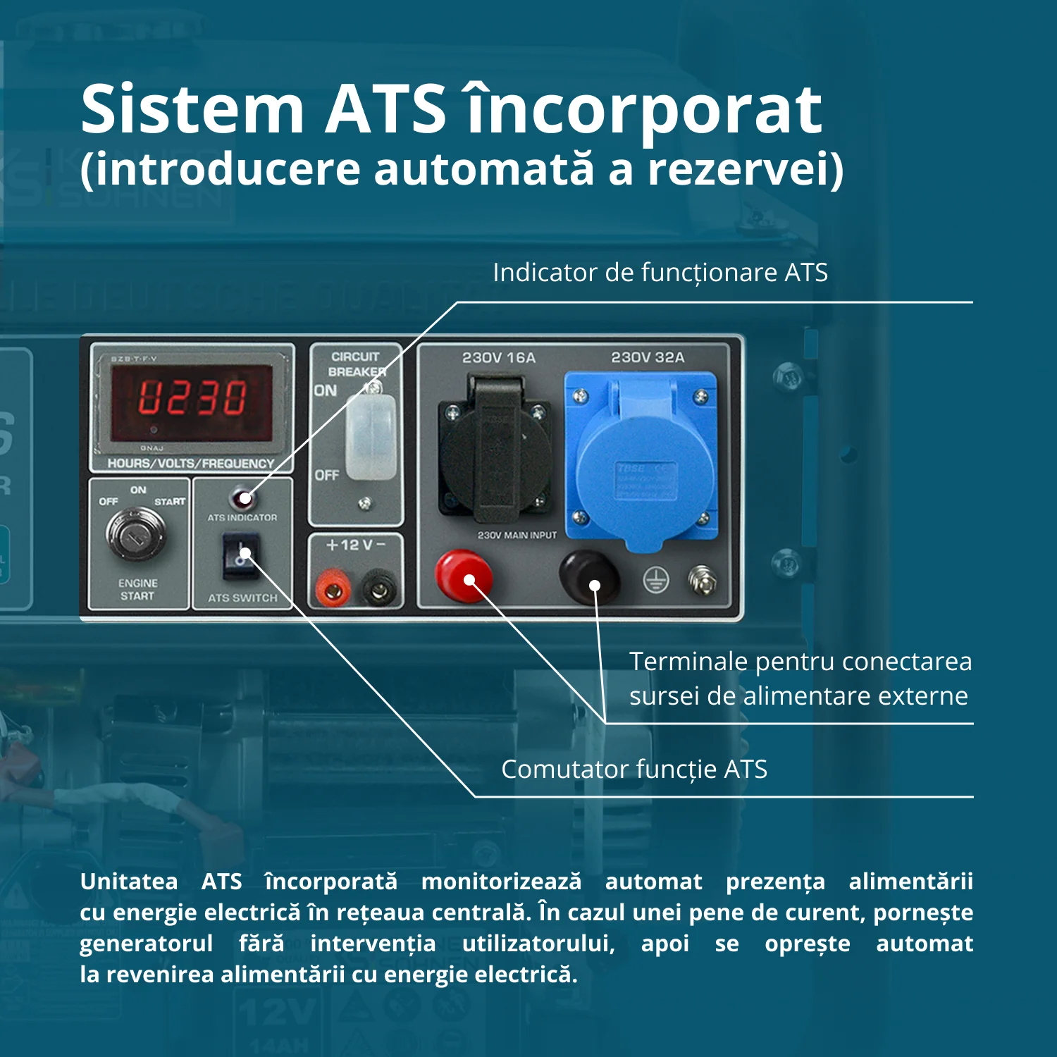 Generator pe benzina Konner & Sohnen KS 10000E ATS, 8 kW, monofazat, pornire electrica, panou ATS integrat [4]