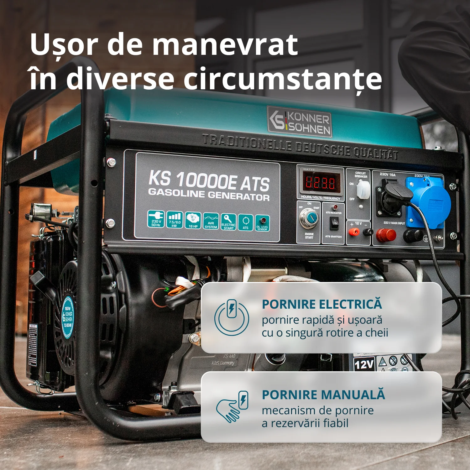 Generator pe benzina Konner & Sohnen KS 10000E ATS, 8 kW, monofazat, pornire electrica, panou ATS integrat [5]