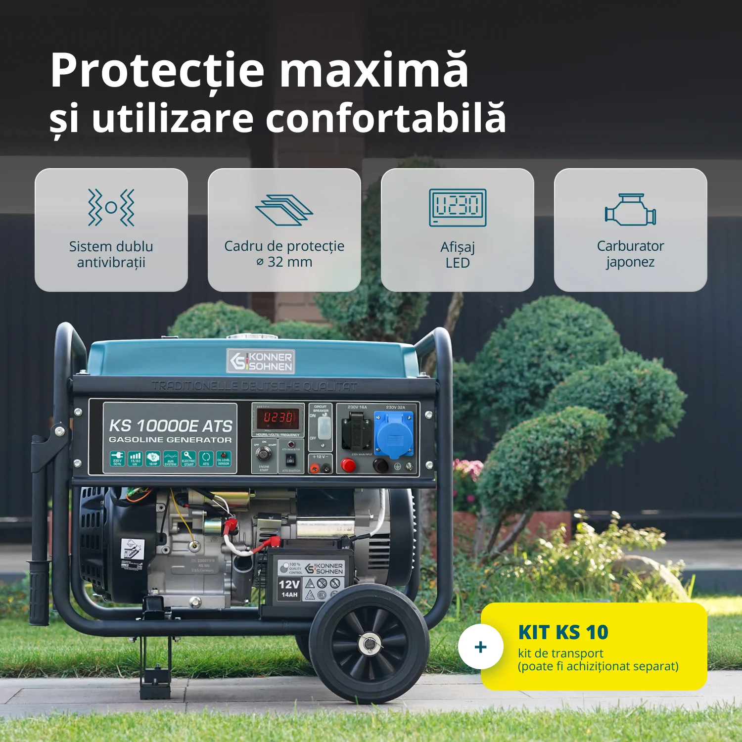 Generator pe benzina Konner & Sohnen KS 10000E ATS, 8 kW, monofazat, pornire electrica, panou ATS integrat [10]