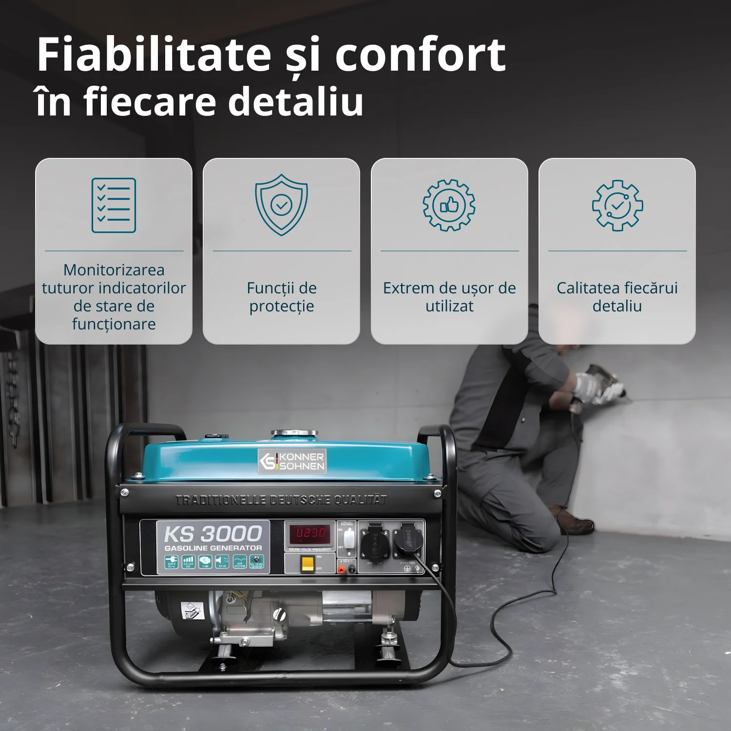Generator pe benzina Konner & Sohnen KS 3000, 3 kW, monofazat [3]