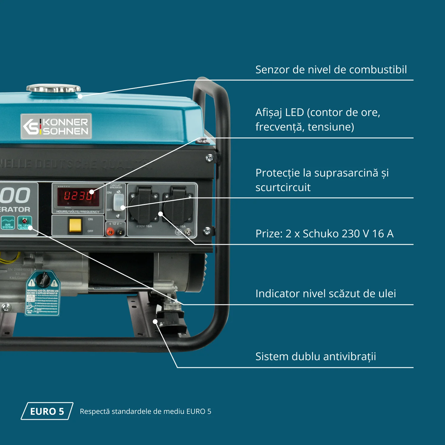Generator pe benzina Konner & Sohnen KS 3000, 3 kW, monofazat [6]