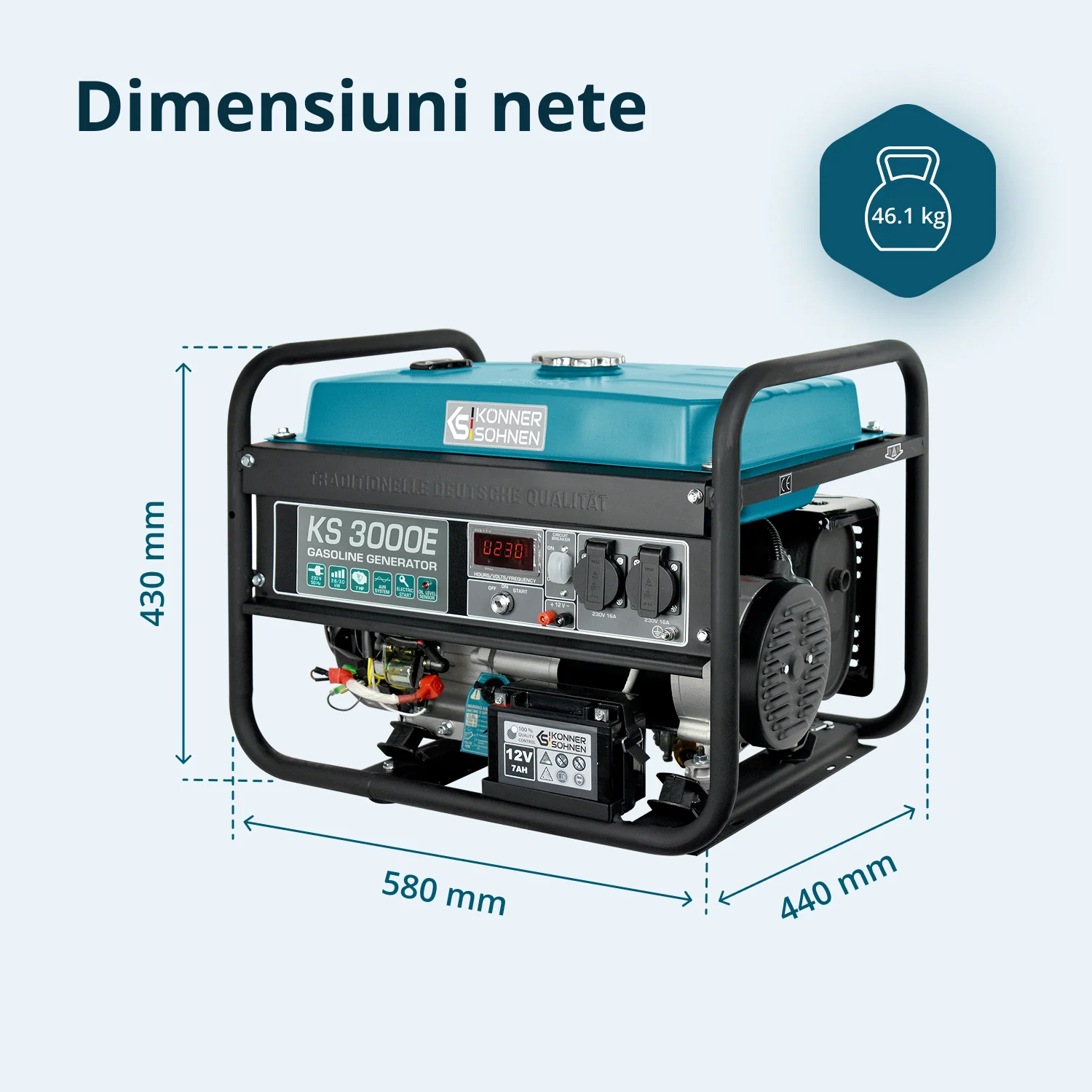 Generator pe benzina Konner & Sohnen KS 3000E, 3 kW, monofazat, pornire electrica [9]
