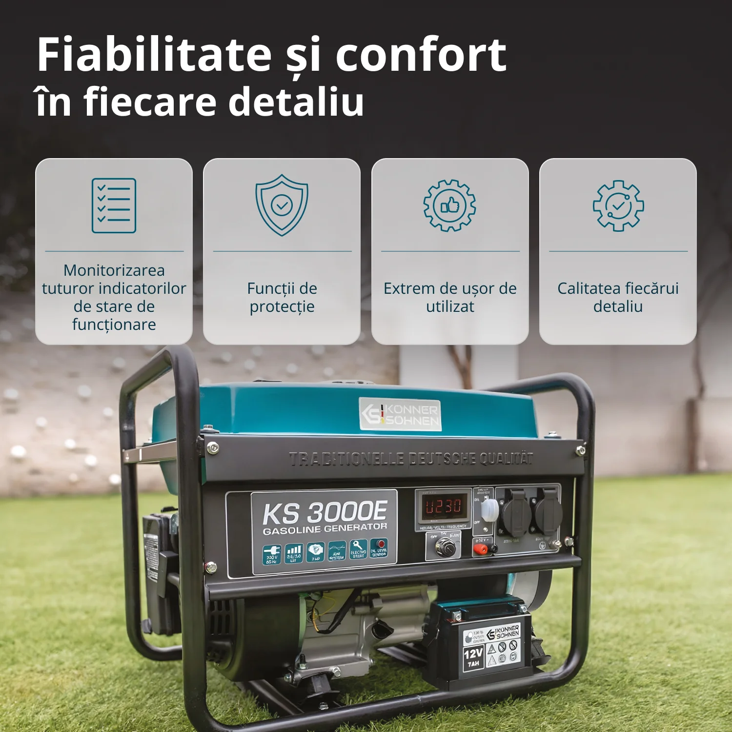 Generator pe benzina Konner & Sohnen KS 3000E, 3 kW, monofazat, pornire electrica [3]
