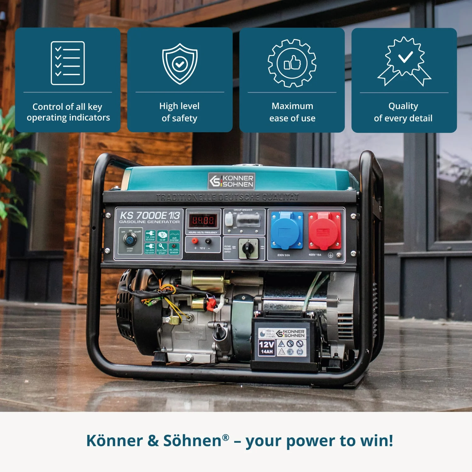 Generator pe benzina Konner & Sohnen KS 7000E 1/3, 5.5 kW, dual (trifazat / monofazat), AVR, pornire electrica [4]