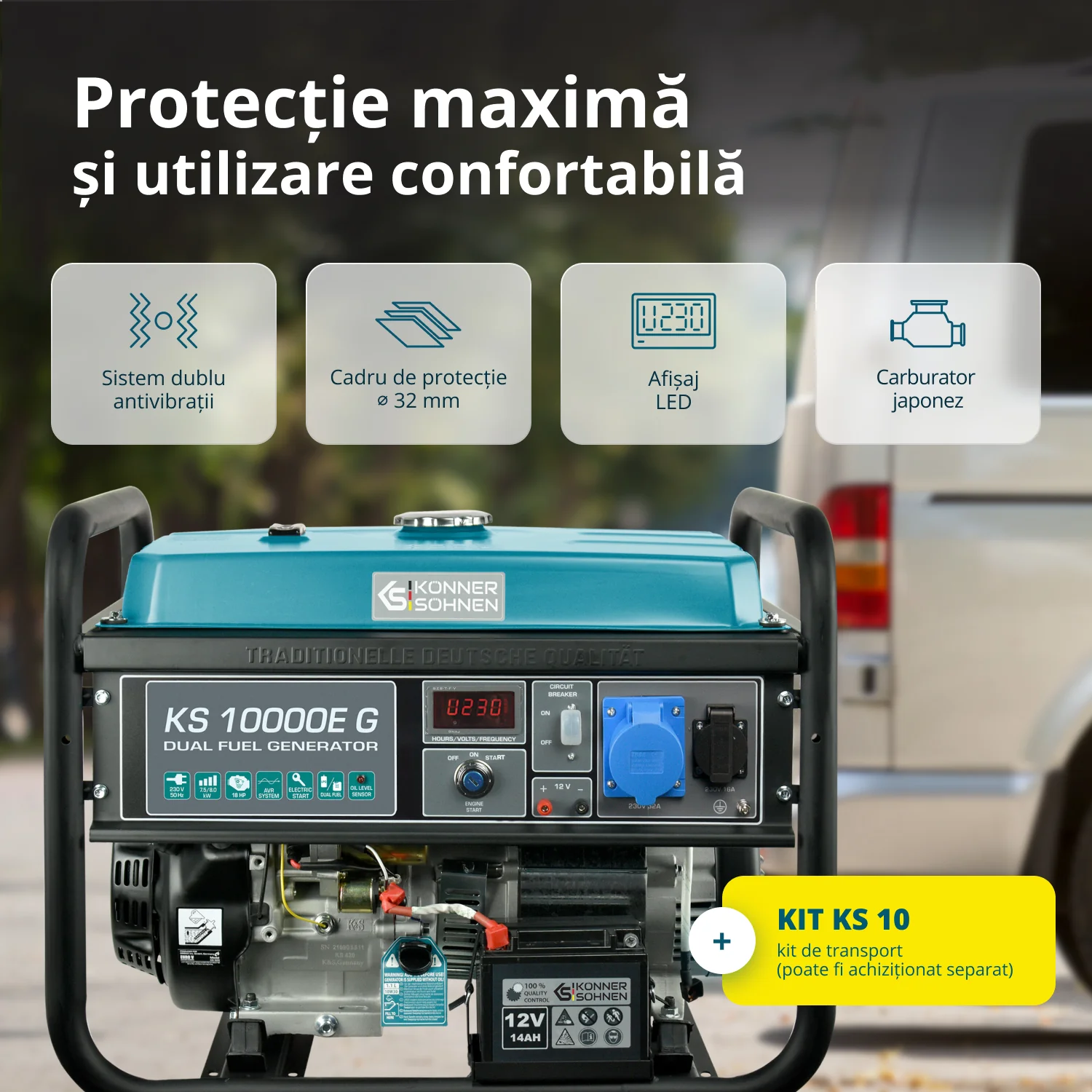 Generator pe GPL/benzina Konner & Sohnen KS 10000E G, 8 kW, monofazat, pornire electrica [10]