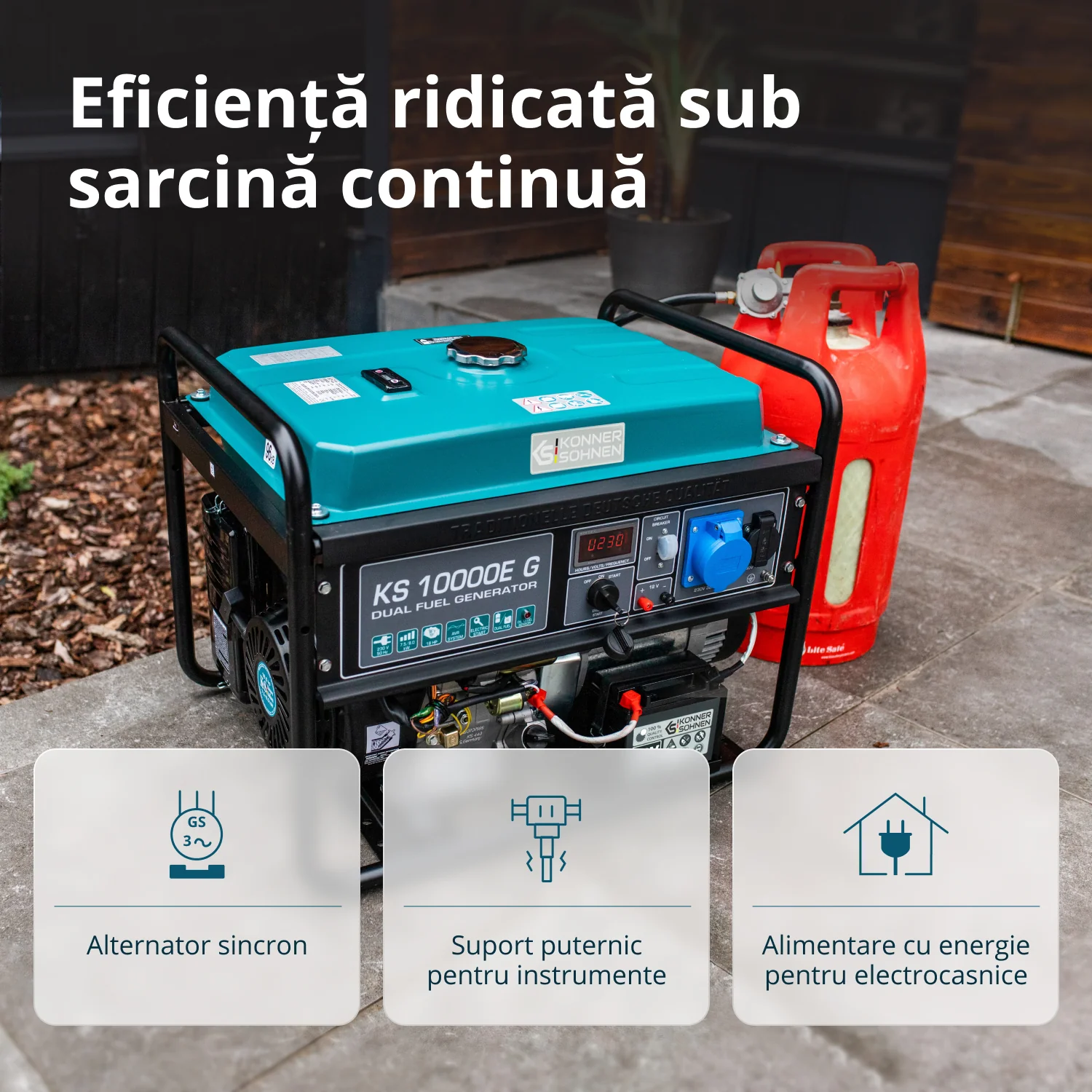 Generator pe GPL/benzina Konner & Sohnen KS 10000E G, 8 kW, monofazat, pornire electrica [6]