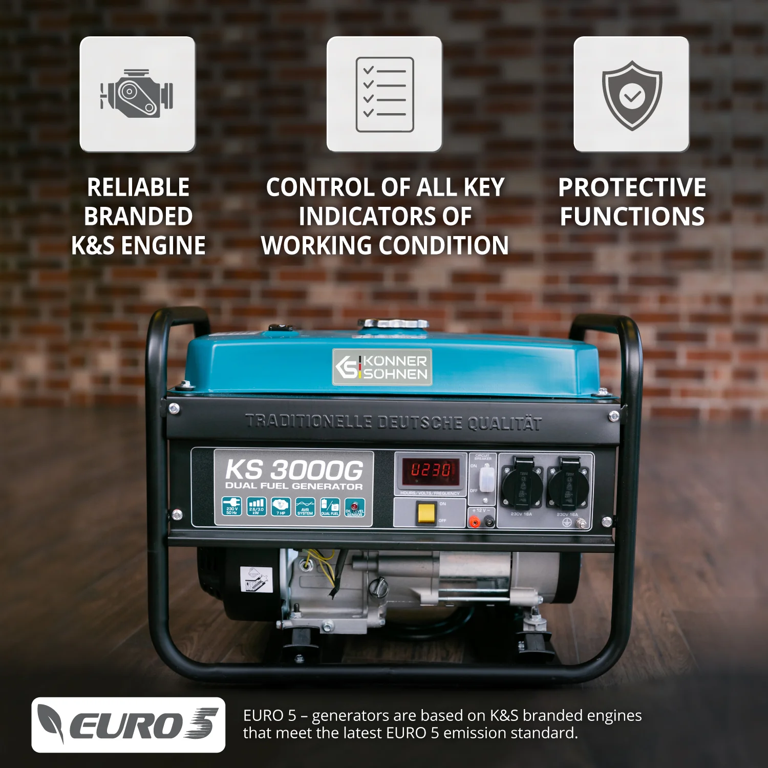 Generator pe GPL/benzina Konner & Sohnen KS 3000G, 3 kW, monofazat [12]