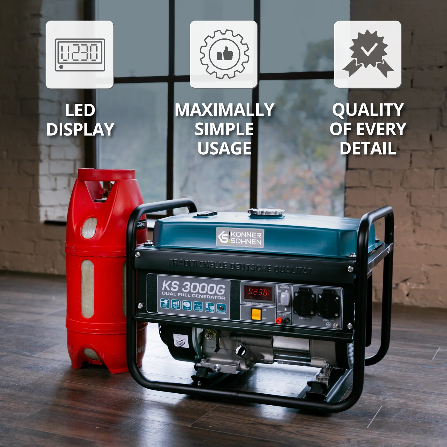 Generator pe GPL/benzina Konner & Sohnen KS 3000G, 3 kW, monofazat [13]