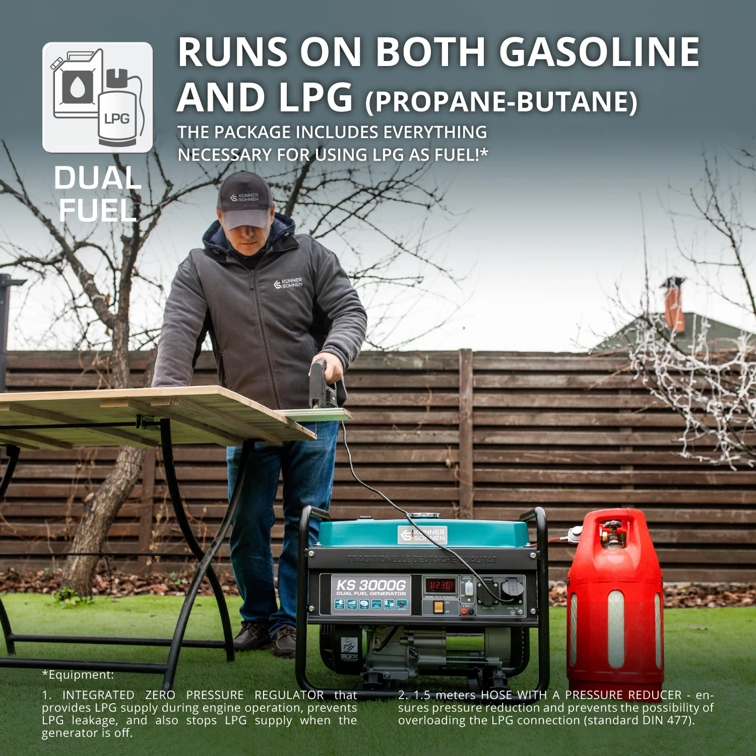 Generator pe GPL/benzina Konner & Sohnen KS 3000G, 3 kW, monofazat [11]