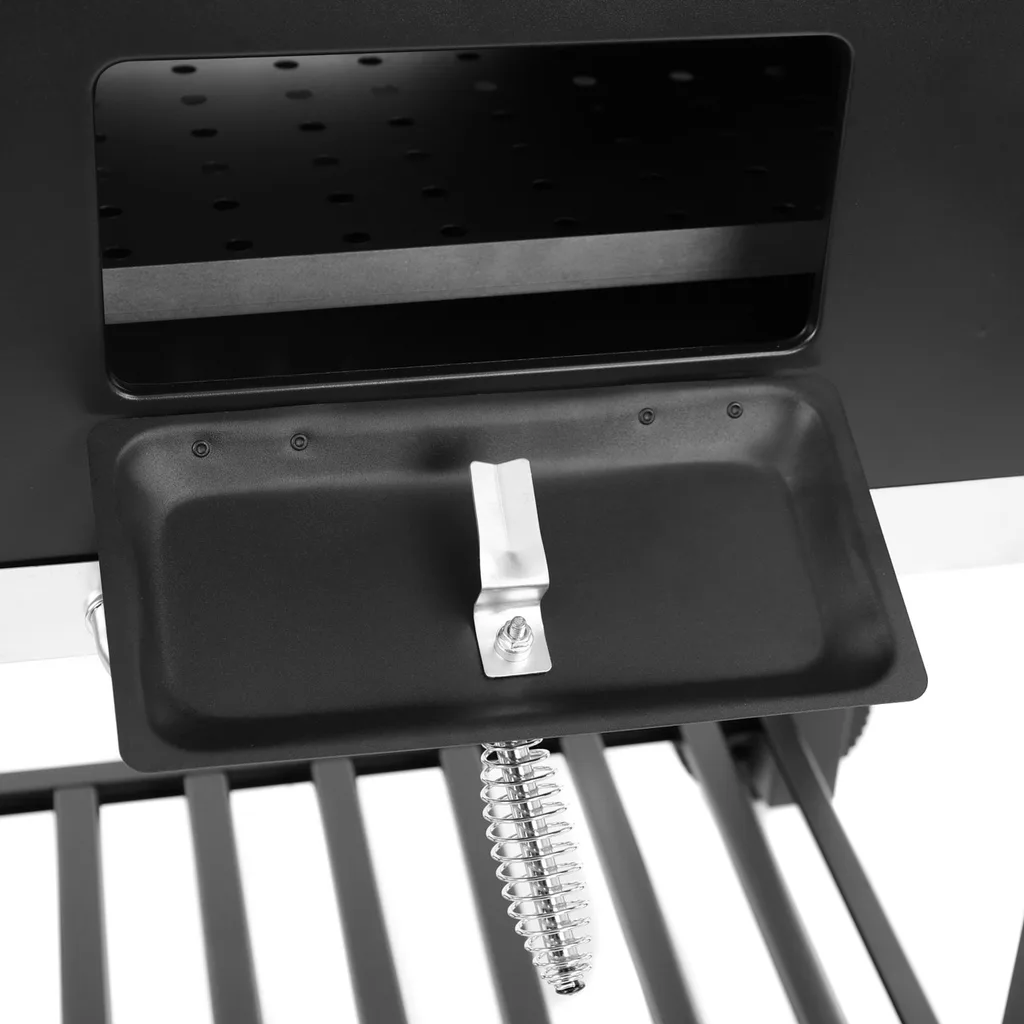 Gratar de gradina, cu carbune HECHT CALIFORNIA, otel, roti transport, 2 rafturi lemn [5]