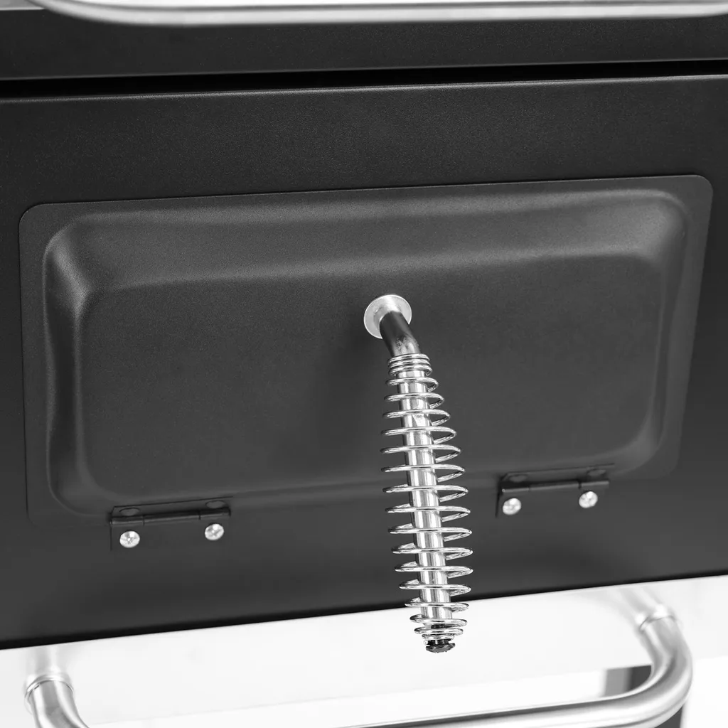 Gratar de gradina, cu carbune HECHT CALIFORNIA, otel, roti transport, 2 rafturi lemn [4]