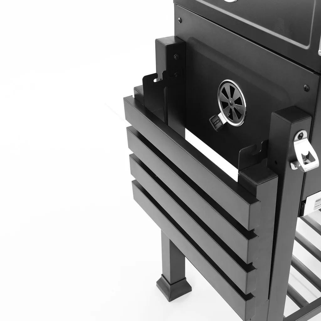 Gratar de gradina, cu carbune HECHT CALIFORNIA, otel, roti transport, 2 rafturi lemn [13]