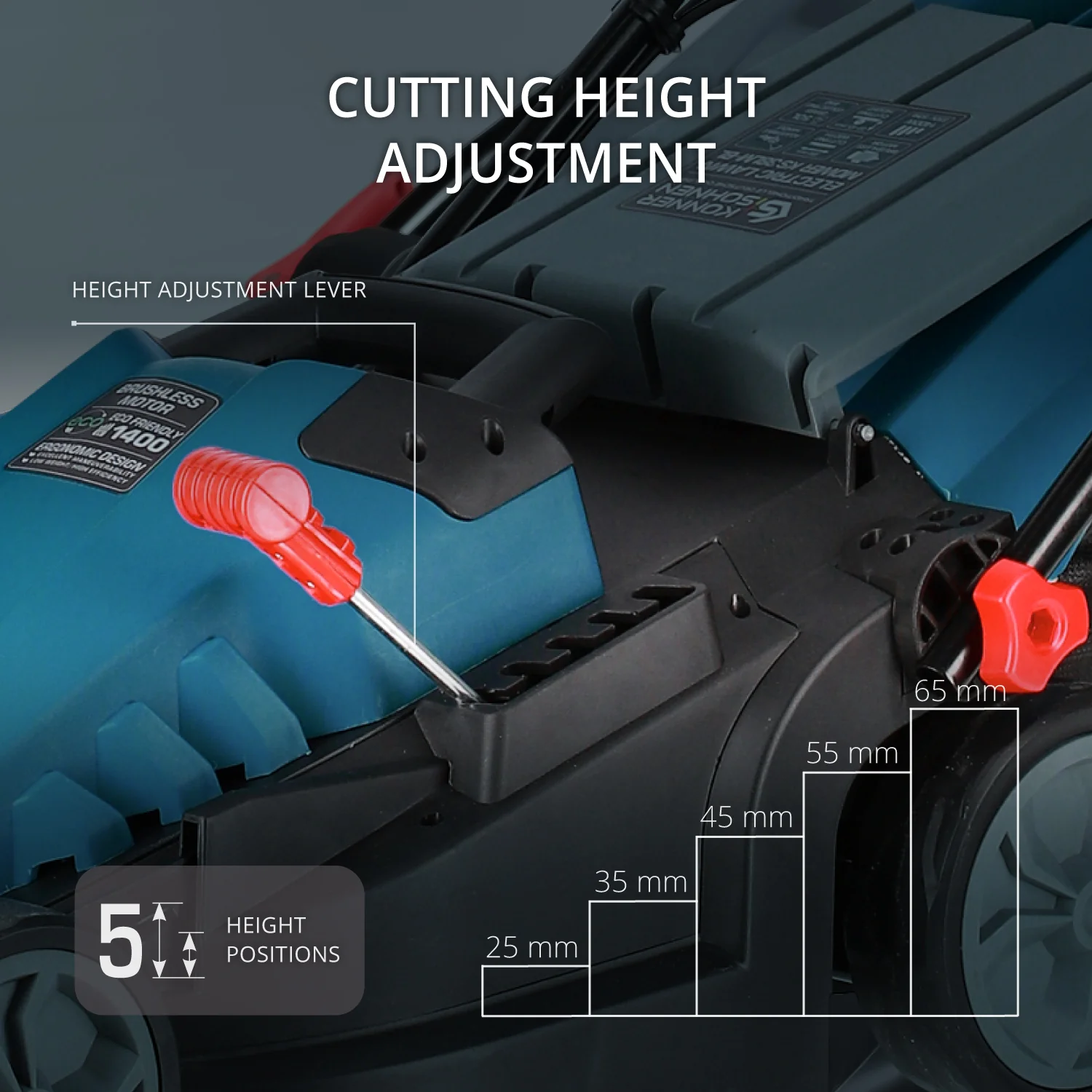 Masina de tuns iarba electrica Konner & Sohnen KS 38LM-BL, 1400 W, 38 cm, 50 L, motor cu inductie [4]