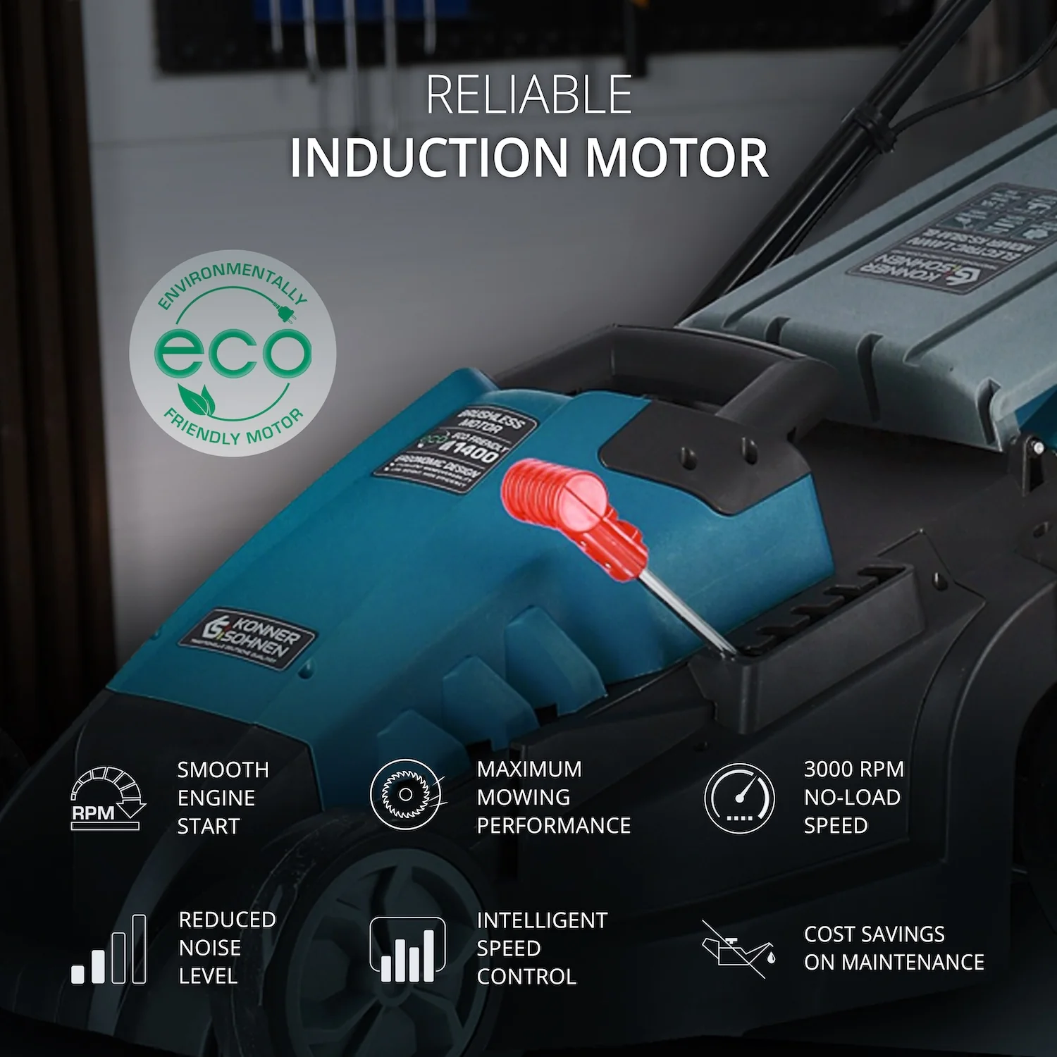 Masina de tuns iarba electrica Konner & Sohnen KS 38LM-BL, 1400 W, 38 cm, 50 L, motor cu inductie [7]