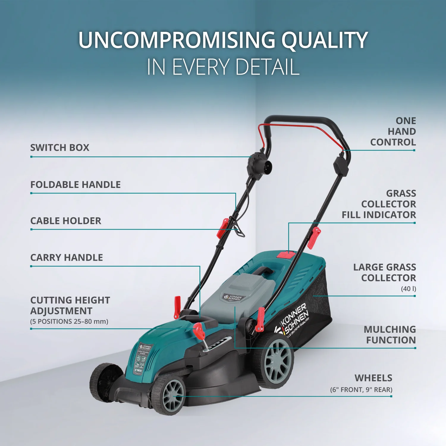 Masina de tuns iarba electrica Konner & Sohnen KS 42LM, 1800 W, 42 cm, 40 L, functie mulcire [4]