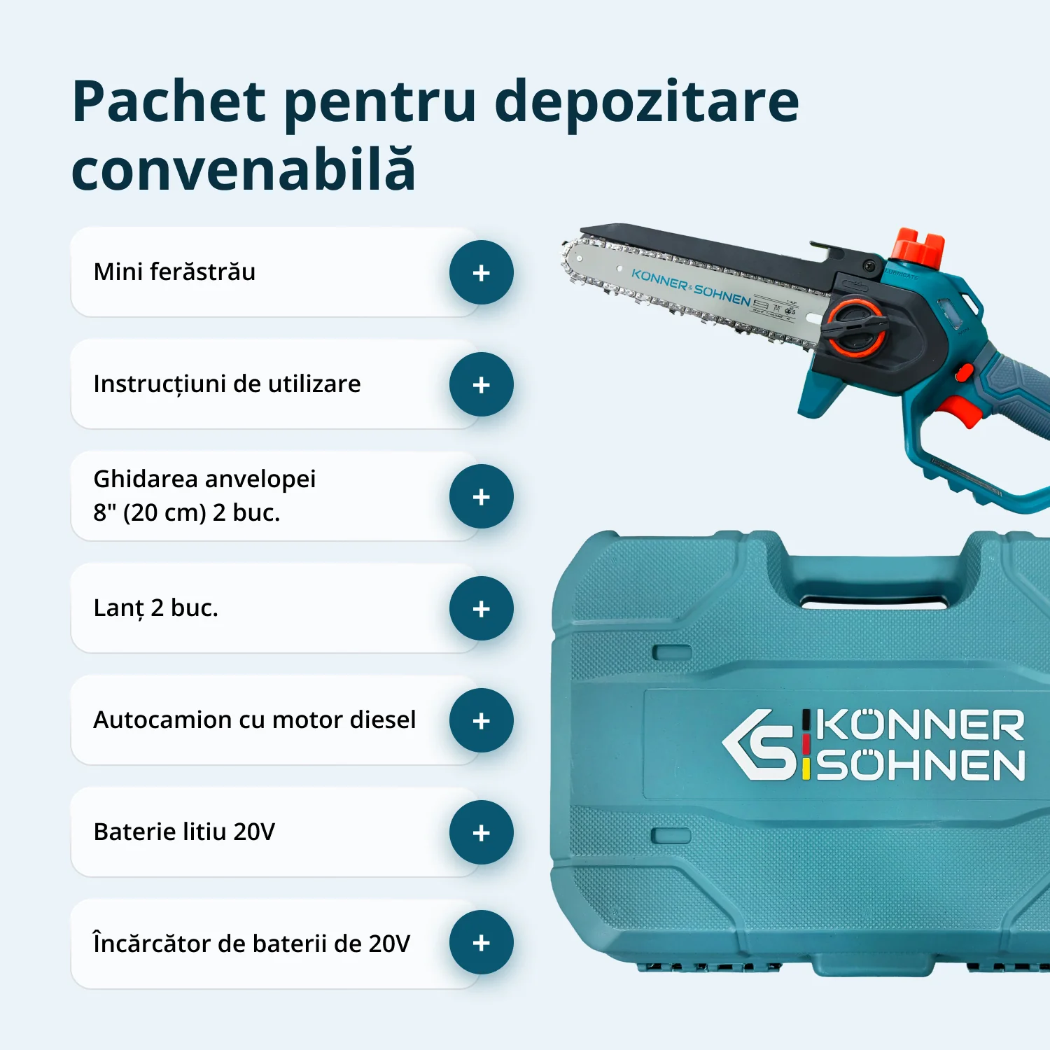 Mini fierastrau cu acumulator Konner & Sohnen KS MCS20V-8 CASE, 20 V, 2 Ah, 20 cm [8]