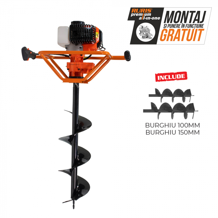 Motoburghiu - Foreza pamant Ruris TT12, 2.3 CP, benzina, 2 timpi + 2 burghie incluse [2]