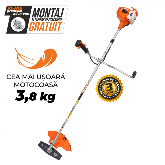 Motocoasa Ruris RR240 BRAVO, 1 CP, 24 cmc, benzina, 2 timpi [2]