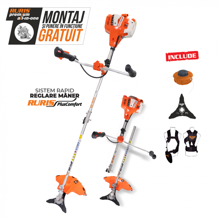 Motocoasa Ruris RR362, 2.4 CP, 36.3 cmc, benzina, 2 timpi [2]