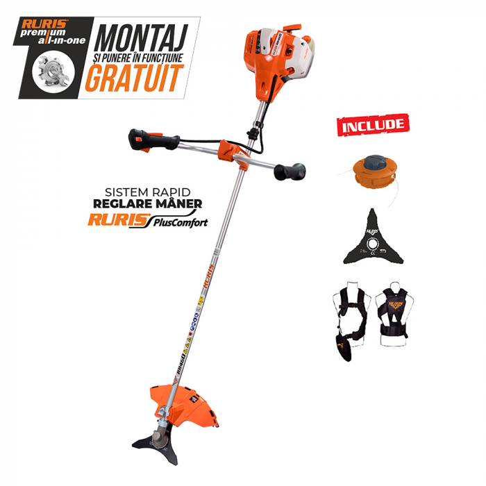 Motocoasa Ruris RR460, 3 CP, 46.5 cmc, benzina, 2 timpi [2]