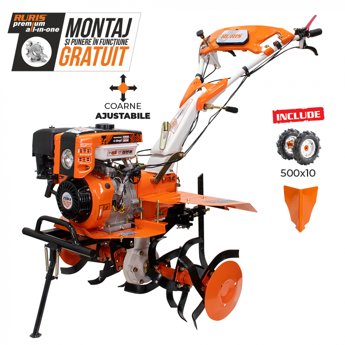 Motocultor Ruris 751KS START, 9.5 CP, benzina, 2+1 viteze + roti cauciuc 5.00-10" [2]