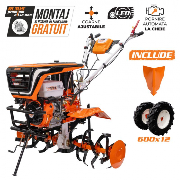 Motocultor Ruris 918K, 18 CP, benzina, 2+1 viteze, pornire electrica + accesorii [1]