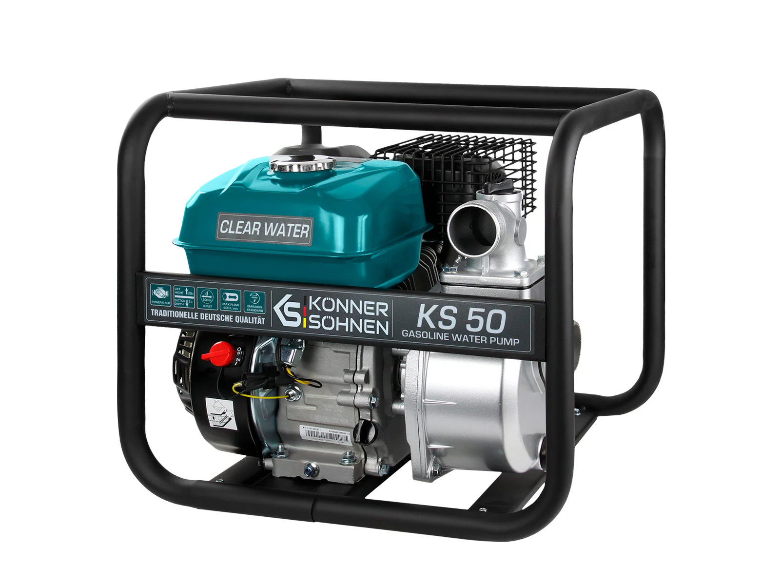 Motopompa apa curata Konner & Sohnen KS 50, 2", benzina, 500 l/min, Hmax. 28 m [3]