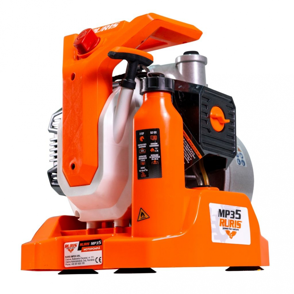 Motopompa apa curata Ruris MP35, 1.5", 2 CP, benzina, 250 l/min, Hmax. 32 m [3]