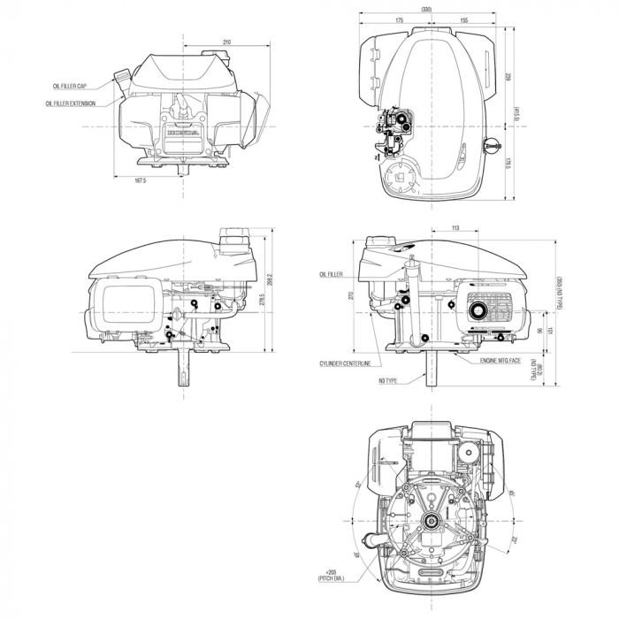Motor benzina Honda GCV200H N2 EW, 201 cmc, 5.6 CP, ax cilindric 22.2 x 62/72 mm [2]