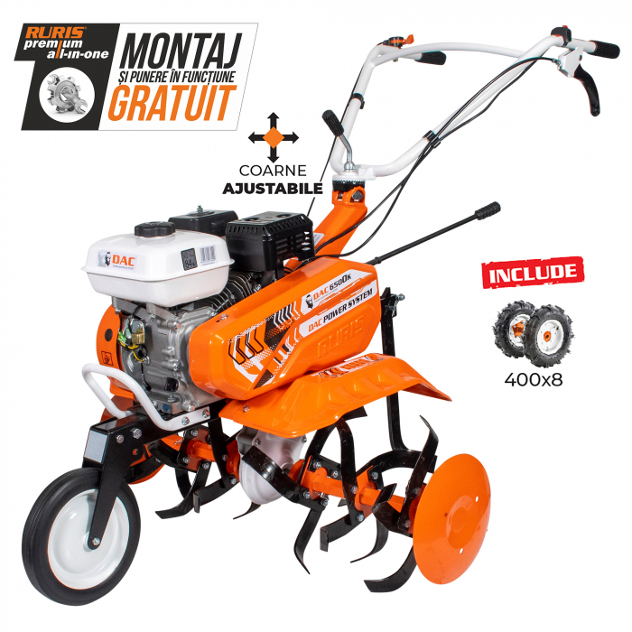 Motosapa Ruris DAC 6500K, 7 CP, benzina, 2+1 viteze + roti cauciuc 4.00-8" [2]