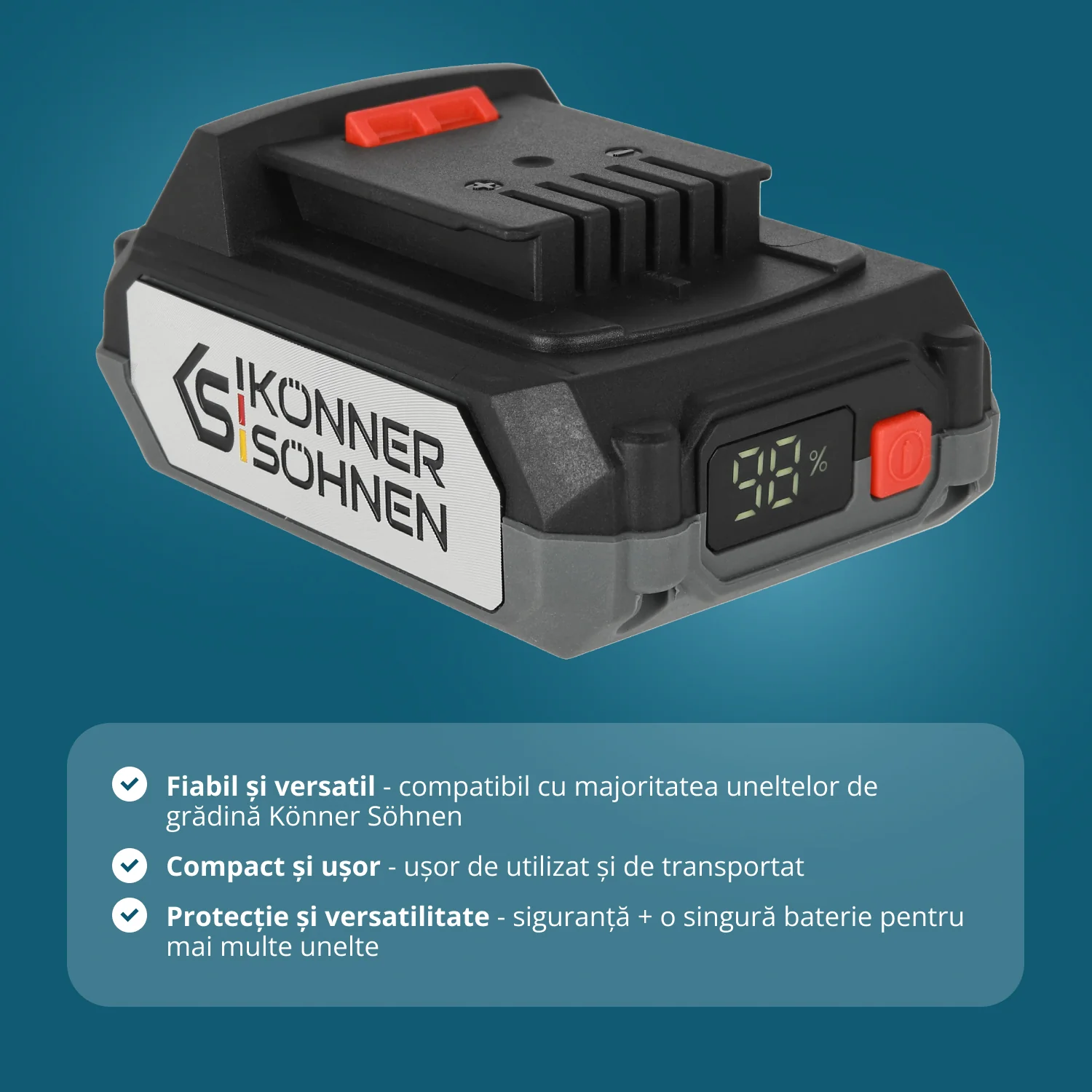 Pachet - 2 x Acumulator Li-Ion Konner & Sohnen KS 20V2-1, 20V, 2Ah + Incarcator KS C24A, 2.4 A [3]