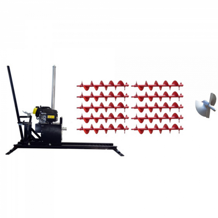 PACHET - Foreza de pamant orizontala Eurokomax, motor benzina Honda GCV170, 5.5 CP + 10 m burghie si cap forare Ø 200 mm [2]