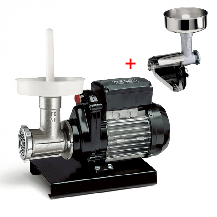 Pachet - Masina de tocat carne electrica nr. 5, Reber 9502 N, 400 W, 30-50 kg/h, vas plastic + Accesoriu stors rosii Reber 8710 N, nr. 3, accesorii inox [1]