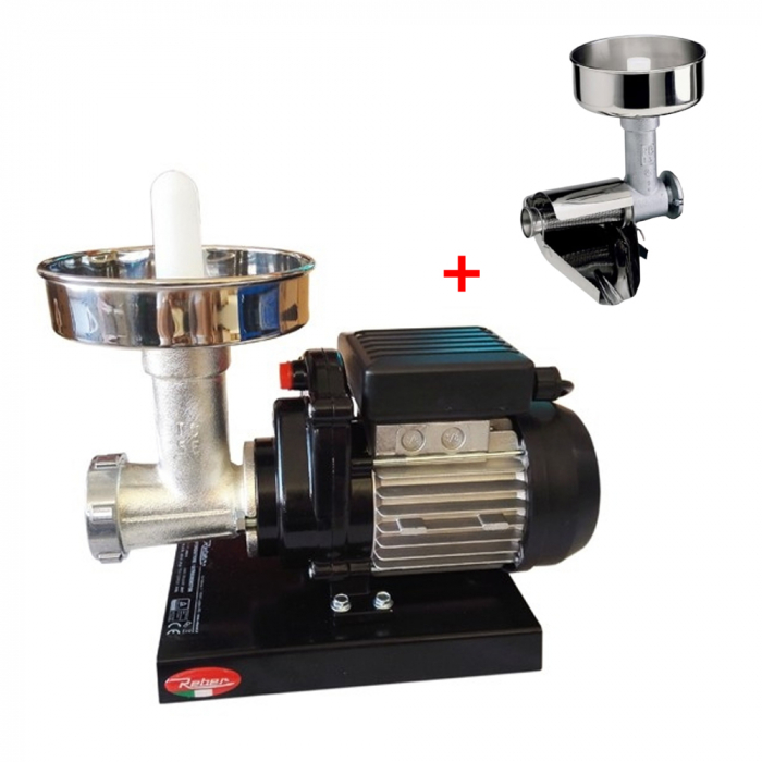 Pachet - Masina de tocat carne electrica nr. 5, Reber 9502 NI, 400 W, 30-50 kg/h, vas inox + Accesoriu stors rosii Reber 8710 N, nr. 3, accesorii inox [1]