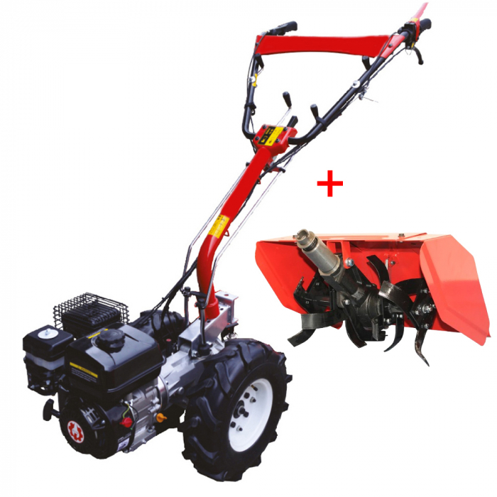 Pachet - Motocultivator Bisonte Agro BTA-MF360, 6.5 CP, benzina, 2+2 viteze, roti 6.00-8" + Freza de pamant BTA-TI360, 62 cm [1]