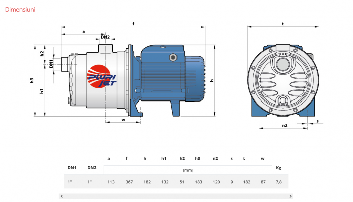 Pompa centrifugala multietajata Pedrollo PLURIJETm 3/80, 480 W, 80 L/min, Hmax. 40 m, corp inox [3]