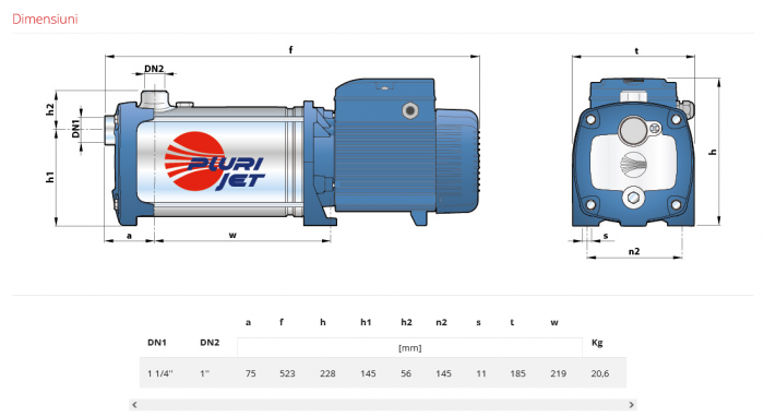 Pompa centrifugala multietajata Pedrollo PLURIJETm 4/200, 1500 W, 200 L/min, Hmax. 58 m, corp inox [3]