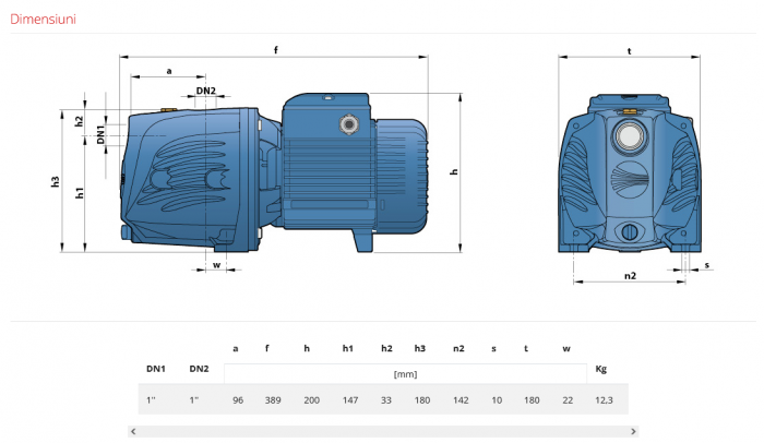 Pompa de suprafata, autoamorsanta Pedrollo Easypump JSWm 2 CX-EP 2-M, 1", 750 W, 70 L/min, Hmax. 47 m [4]