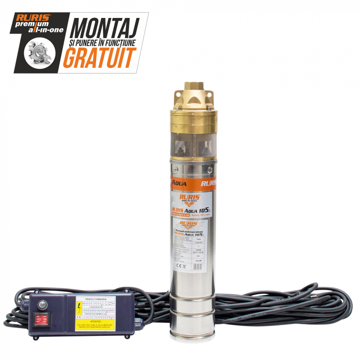 Pompa submersibila apa curata Ruris Aqua 105, 1", 1500 W, 45 L/min, Hmax. 140 m [2]