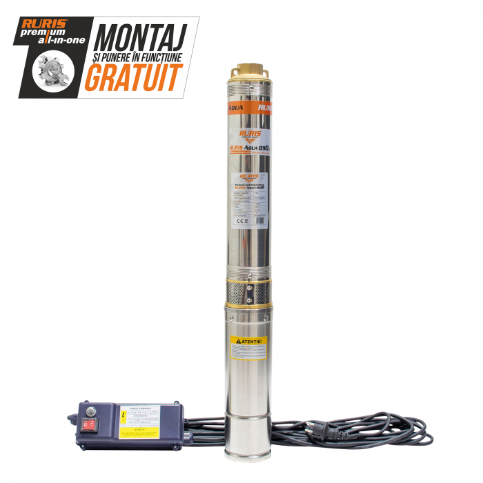 Pompa submersibila apa curata Ruris Aqua 890, 1.25", 750 W, 67 L/min, Hmax. 79 m [2]