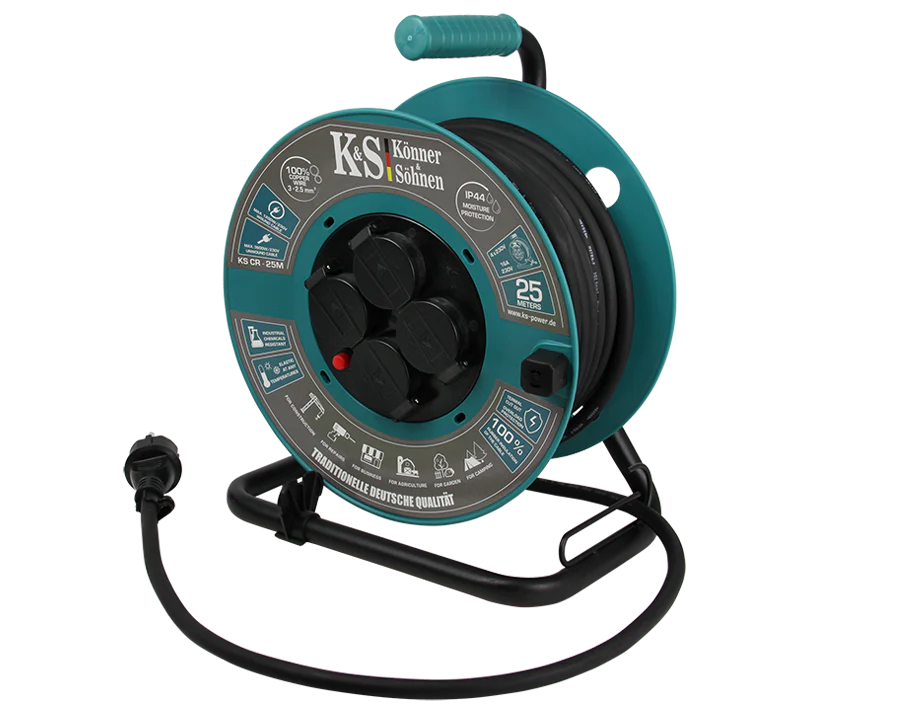Prelungitor cu tambur Konner & Sohnen KS CR-25M, 4 prize, 25 m, 3 x 2.5 mmp, contact de protectie [7]