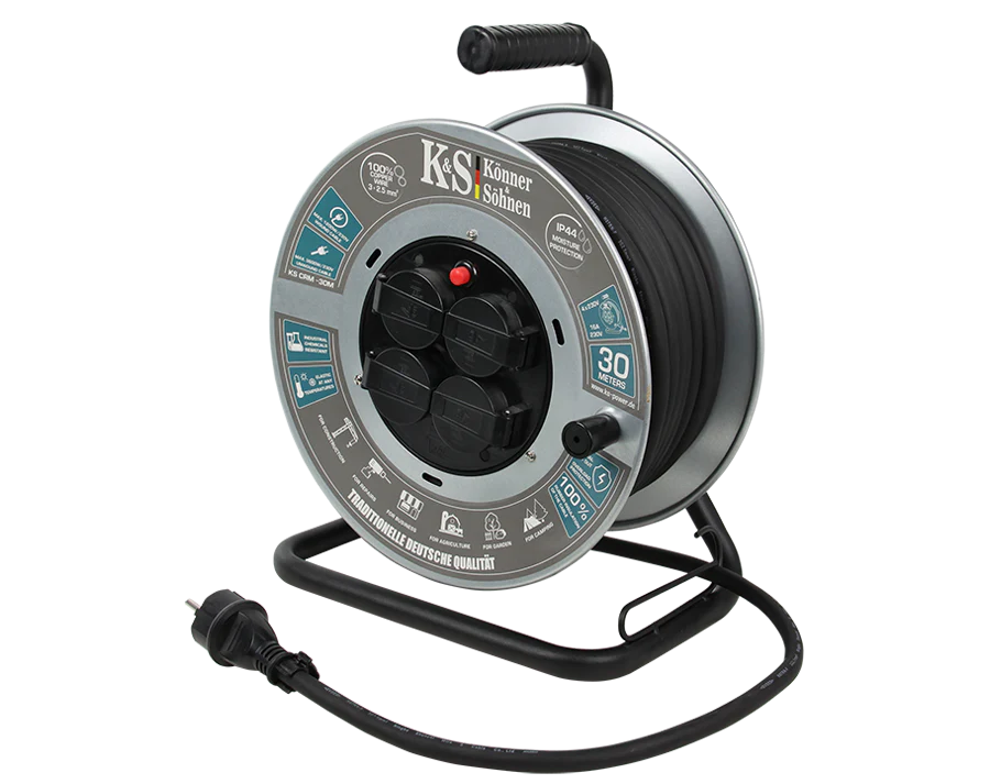 Prelungitor cu tambur Konner & Sohnen KS CRM-30M, 4 prize, 30 m, 3 x 2.5 mmp, contact de protectie [3]