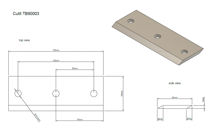 Cutit 150x55x5 mm pentru ProGARDEN TB80, TB80N si TE50 [3]