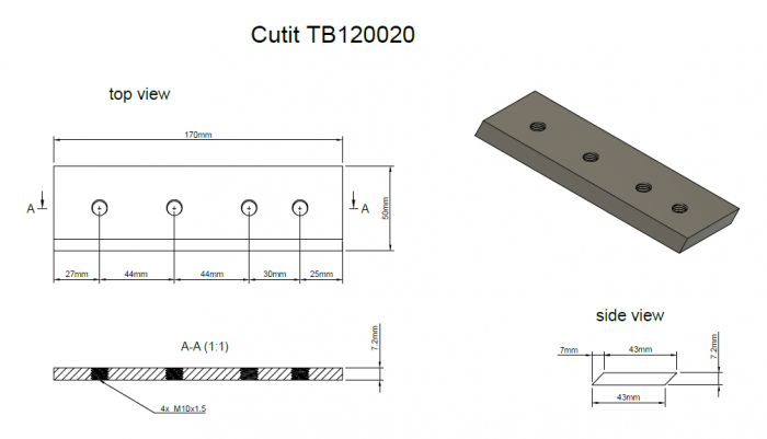 Cutit 170x50x7.2 mm pentru ProGARDEN TB120, TB120E [3]