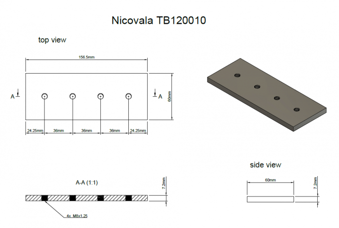 Nicovala 156.5x60x7.2 mm pentru ProGARDEN TB120, TB120E [3]