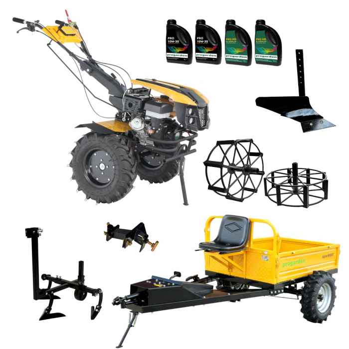 ProGARDEN Pachet Campo 1873 Alpine V2 Motocultor 18CP + RM500T Remorca + 2xPlug + Prasitoare + Adaptor + 2xRoti metalice 540x170 + 4L Ulei [1]