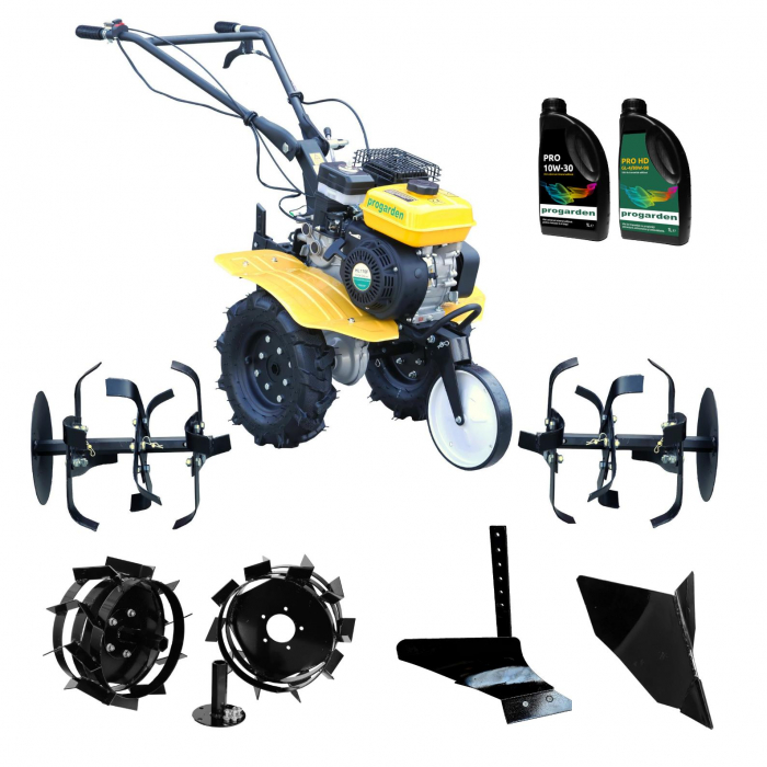Pachet Motosapa ProGARDEN Campo 703, 7 CP+ Plug arat simplu + Plug bilonat fix + Set roti metalice 350x6 + 1L Ulei motor + 1L Ulei transmisie [1]